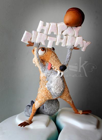 Scrat catches his acorn at last for Baby Norah.. or did he ? :) - Cake by Anna Mathew Vadayatt