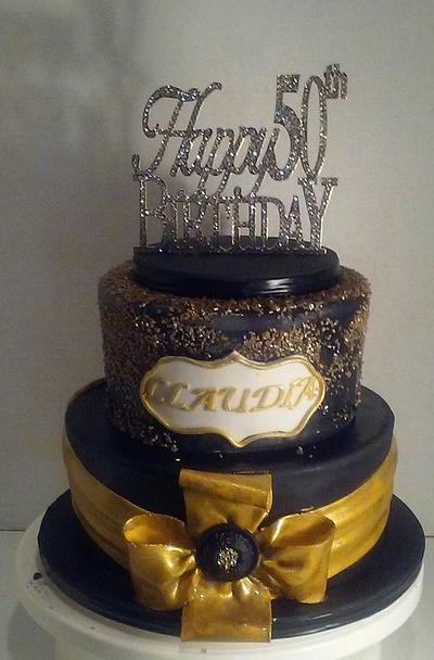 Black and Gold Sparkle Cake - Cake by givethemcake