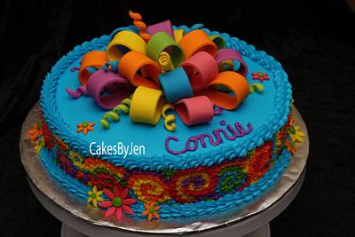 Funky Tie Dye with Bow - Cake by Jennifer Strong