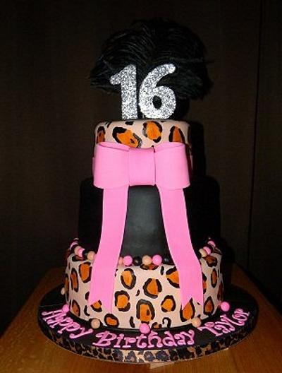Sweet 16 Leopard Print Cake - Cake by Traci