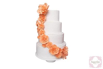 Peach Roses - Cake by Sugarlips Cakes