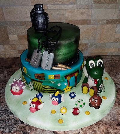 Mario Bros & Call of Duty cake - Cake by Tareli