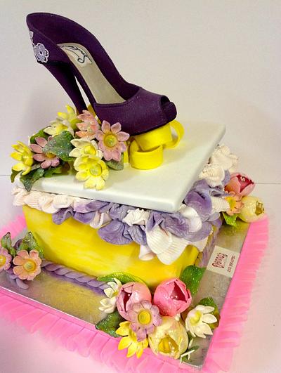 A STEP OUTSIDE of the BOX..... Gift Box Cakes Sugar Shoes  - Cake by Cakeladygreece