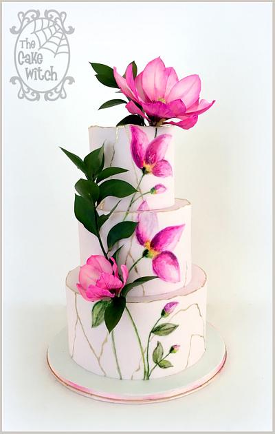 Painted Magnolia Wedding - Cake by Nessie - The Cake Witch