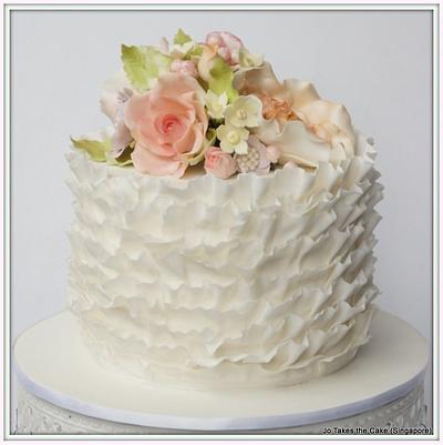 White wedding with pastel flowers - Cake by Jo Finlayson (Jo Takes the Cake)