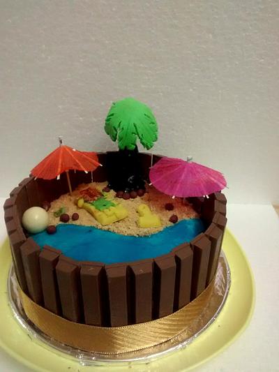 kitkat tub beach scene cake - Cake by cookingclub17