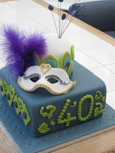 Mask and Peacock Cake - Cake by Combe Cakes