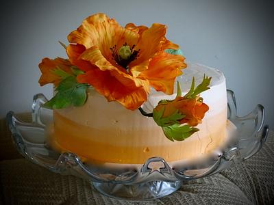 California poppies on Ombré buttercream  - Cake by The Elusive Cake Company
