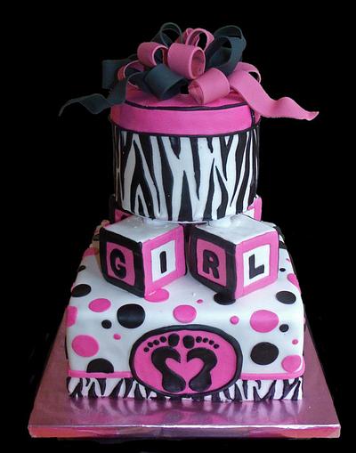Zebra Stripes and Hot Pink Baby Shower Cake - Cake by Katie Goodpasture