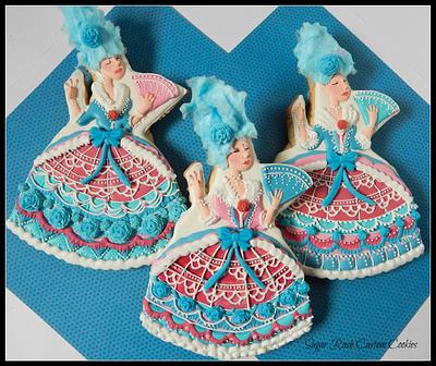 Marie Antoinette Royal Icing Dress Cookies - Cake by Kim Coleman (Sugar Rush Custom Cookies)