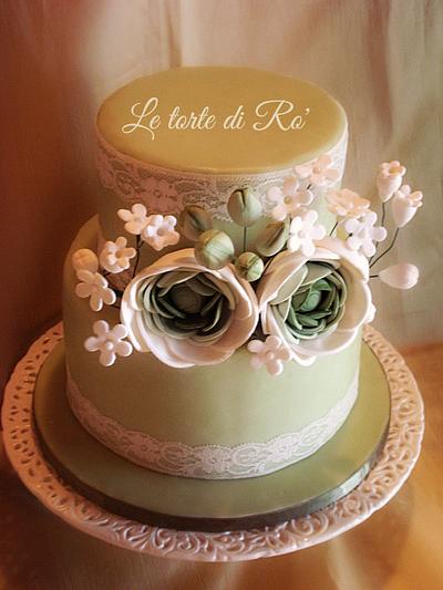 Vintage Ranunculus and lace cake - Cake by LE TORTE DI RO'