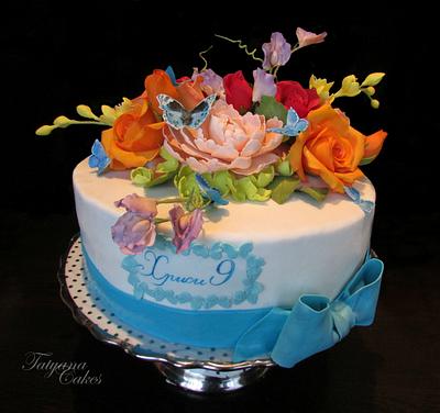 Flowers and Butterflies - Cake by Tatyana Cakes