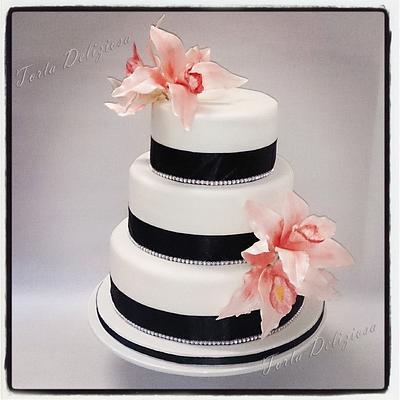 Weddingcake Little Bling and Chambidium orchids - Cake by Torta Deliziosa