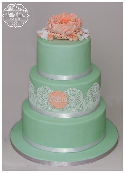 Peony wedding cake - Cake by Little Miss Cupcake