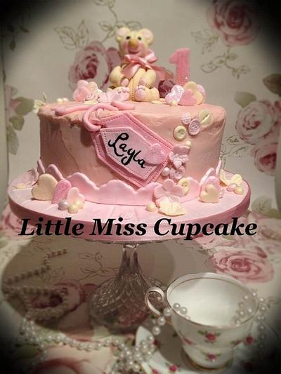 Pink buttercream 1st birthday cake - Cake by Jenna