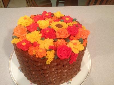 Autumn Flower Basket - Cake by Cakebuddies