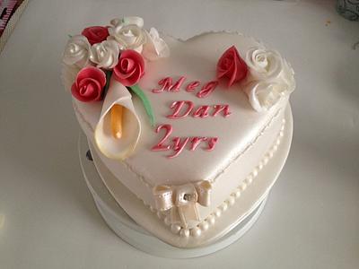 Two year Wedding Anniversary cake - Cake by Polliecakes