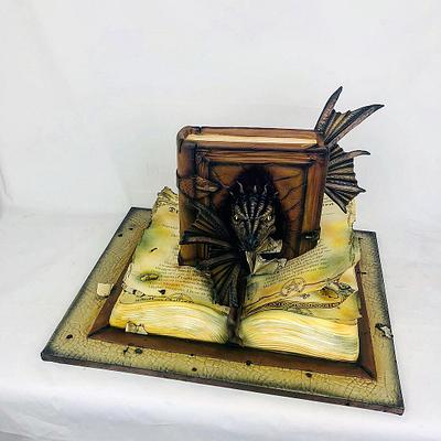 Book dragon cake  - Cake by Cindy Sauvage 