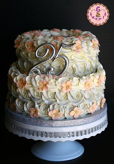 Silver Wedding Anniversary Cake - Cake by G Sweets