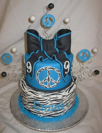 Turquoise Peace Zebra & Bow - Cake by DoobieAlexander
