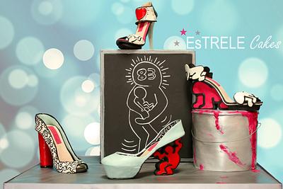 Keith Haring inspired cake and shoes - Cake by Estrele Cakes 