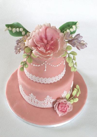 Birthday cake with peony - Cake by Zdenka Michnova