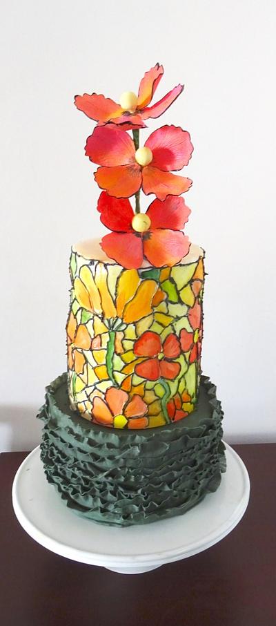 Stained glass cake with poppies - Cake by Fainaz Milhan cakedesign 