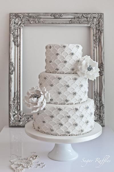 Silver Scalloped Wedding Cake - Cake by Sugar Ruffles