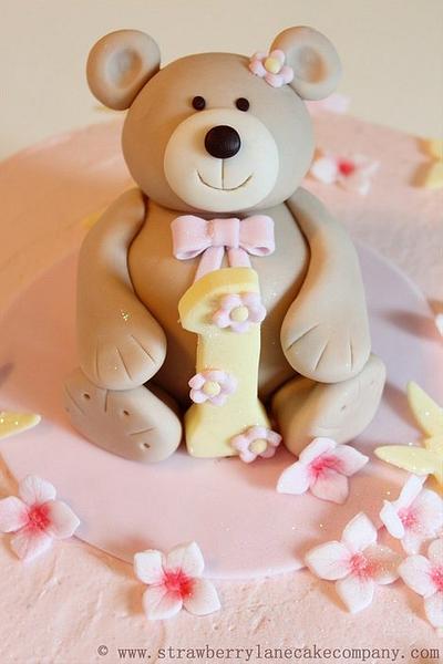 Buttercream Teddy Bear 1st Birthday Cake - Cake by Strawberry Lane Cake Company