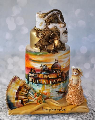 Carnival Cakers Collaboration:  Golden Skies of Venice - Cake by Lesley Marshall cake art