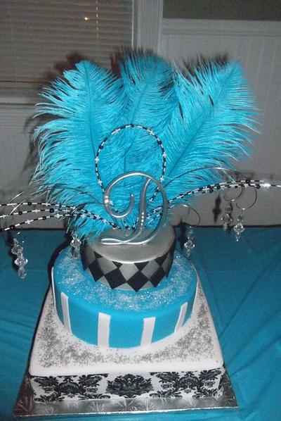 Feathers, Diamonds and stripes oh my - Cake by Jaimie Pereira