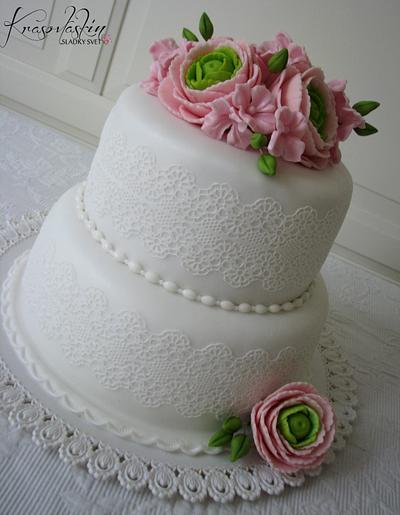 Elegant cake with ranunculus - Cake by cakesbykrasovlaska