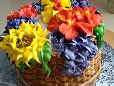 spring flower basketweave cake - Cake by Kake mum