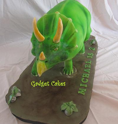 Triceratops cake (walking through the swamp) - Cake by Gadget Cakes