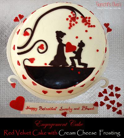 "Engagement Cake"   Red Velvet with Cream cheese frosting  - Cake by Sanchita Nath Shasmal