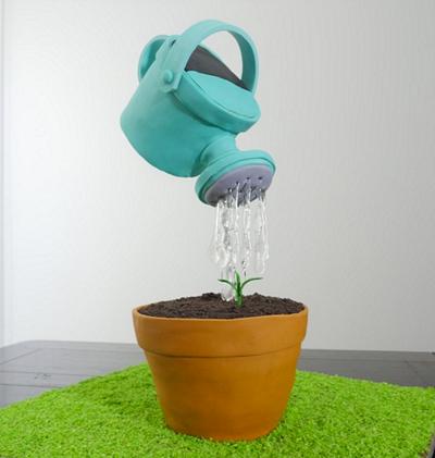 Gravity Defying Watering Can Cake - Cake by HowToCookThat