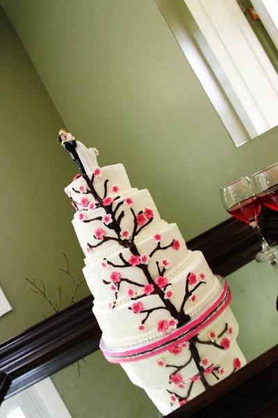 Cherry Blossom Wedding Cake - Cake by Icingtopsthecake