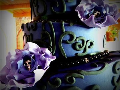 Topsy Turvy Skull Rose Wedding Cake... - Cake by Sweet Bea's