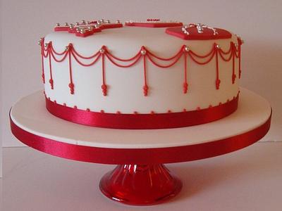 Christmas cake - red and white Nordic colour scheme - Cake by ClearlyCake