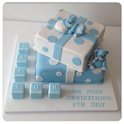 Blue Bears Christening Cake - Cake by Janine Lister
