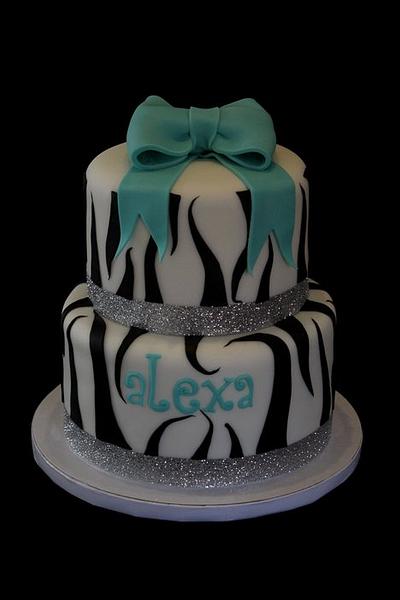 Zebra stripes and Turquoise - Cake by Jewell Coleman