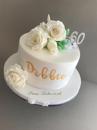 bouquet of white roses. - Cake by Popsue