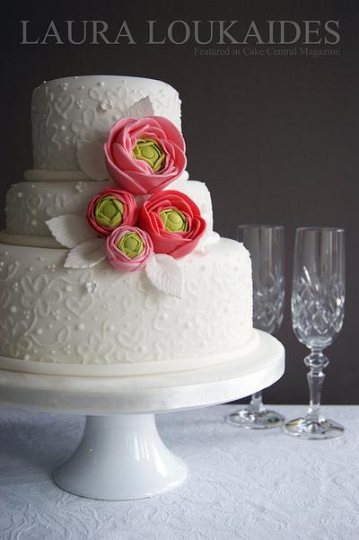 "Wedding Floral Ranunculus" Cake Central Magazine - Cake by Laura Loukaides