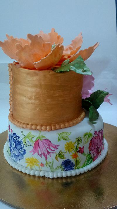 Painted florals - Cake by tangerineskitchen