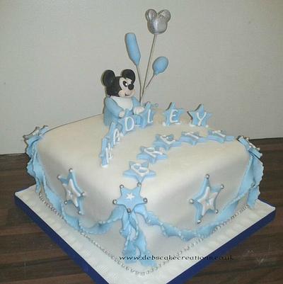 Baby Mickey Christening cake - Cake by debscakecreations