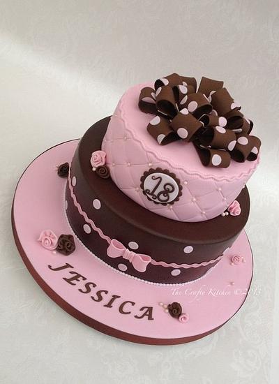 Chocolate and Pink Birthday Cake - Cake by The Crafty Kitchen - Sarah Garland