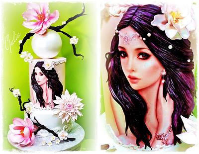 GIRL WITH MAGNOLIAS - Cake by Galya's Art 