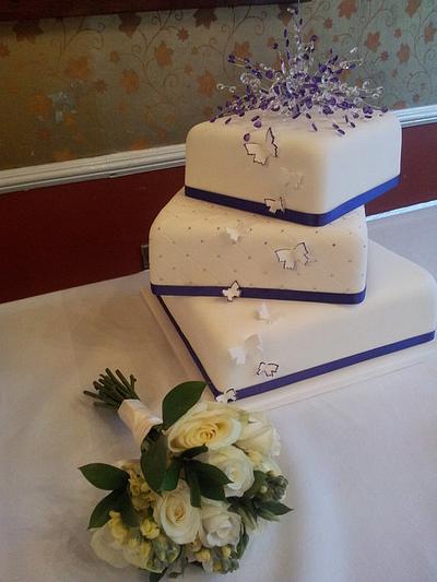 Cadbury Purple Theme Wedding Cake - With Diamante Quilt Design - Cake by L.Huckle