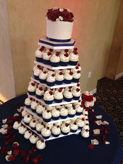 Navy & Burgundy Wedding Cupcakes - Cake by Bianca