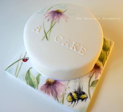 Hand-painted cake with flowers and insects - Cake by Sarah Jones